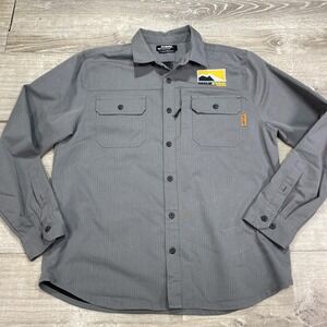 Off The Grid Shirt Mens XL Gray Button Front Workwear Long Sleeve Milestar Tires